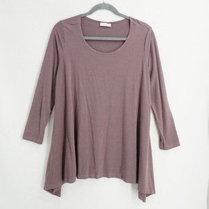 Bryn Walker Womens Long Sleeve High Low Scoop Neck Tunic Sz Large Purple Bamboo